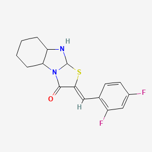 molecular formula C16H16F2N2OS B12345556 (4Z)-4-[(2,4-difluorophenyl)methylidene]-5-thia-2,7-diazatricyclo[6.4.0.0^{2,6}]dodeca-1(8),6,9,11-tetraen-3-one 