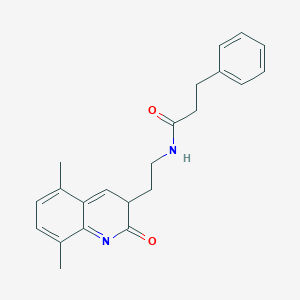 molecular formula C22H24N2O2 B12345559 N-[2-(5,8-dimethyl-2-oxo-3H-quinolin-3-yl)ethyl]-3-phenylpropanamide 