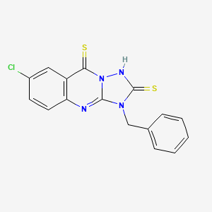 molecular formula C16H11ClN4S2 B12345604 3-benzyl-7-chloro-1H,2H,3H,9H-[1,2,4]triazolo[3,2-b]quinazoline-2,9-dithione 