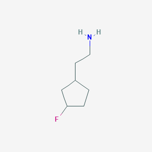 molecular formula C7H14FN B12345608 2-(3-Fluorocyclopentyl)ethanamine 