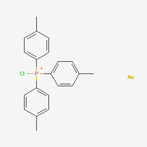 molecular formula C21H21AuClP+ B12345635 Gold, chloro[tris(4-methylphenyl)phosphine]- 