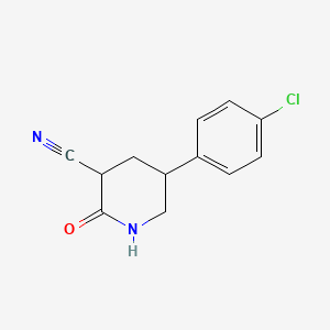 molecular formula C12H11ClN2O B12345641 5-(4-Chlorophenyl)-2-oxopiperidine-3-carbonitrile 