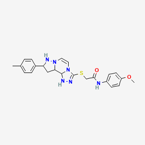 molecular formula C23H26N6O2S B12345642 N-(4-methoxyphenyl)-2-[[11-(4-methylphenyl)-3,4,6,9,10-pentazatricyclo[7.3.0.02,6]dodeca-4,7-dien-5-yl]sulfanyl]acetamide 