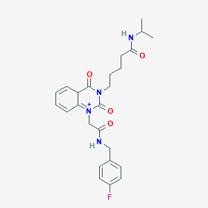 5-[1-[2-[(4-fluorophenyl)methylamino]-2-oxoethyl]-2,4-dioxo-4aH-quinazolin-1-ium-3-yl]-N-propan-2-ylpentanamide