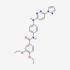 molecular formula C24H24N6O3 B12345667 3,4-diethoxy-N-(4-{[6-(1H-pyrazol-1-yl)pyridazin-3-yl]amino}phenyl)benzamide 