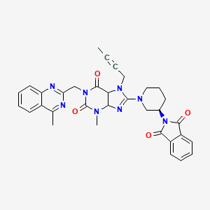 molecular formula C33H32N8O4 B12345697 7-but-2-ynyl-8-[(3R)-3-(1,3-dioxoisoindol-2-yl)piperidin-1-yl]-3-methyl-1-[(4-methylquinazolin-2-yl)methyl]-4,5-dihydropurine-2,6-dione 