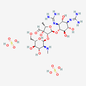 2-[(1R,2R,3S,4R,5R,6S)-3-(diaminomethylideneamino)-4-[(2R,3R,4R,5S)-3-[(2S,3S,4S,5R,6S)-4,5-dihydroxy-6-(hydroxymethyl)-3-(methylamino)oxan-2-yl]oxy-4-formyl-4-hydroxy-5-methyloxolan-2-yl]oxy-2,5,6-trihydroxycyclohexyl]guanidine;sulfuric acid