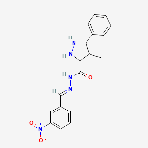 4-methyl-N-[(E)-(3-nitrophenyl)methylideneamino]-5-phenylpyrazolidine-3-carboxamide