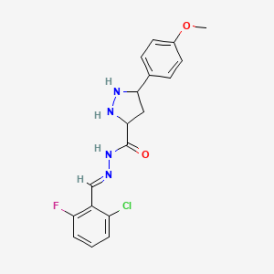 N-[(E)-(2-chloro-6-fluorophenyl)methylideneamino]-5-(4-methoxyphenyl)pyrazolidine-3-carboxamide