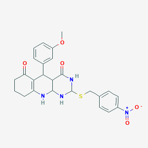 5-(3-methoxyphenyl)-2-{[(4-nitrophenyl)methyl]sulfanyl}-3H,4H,5H,6H,7H,8H,9H,10H-pyrimido[4,5-b]quinoline-4,6-dione