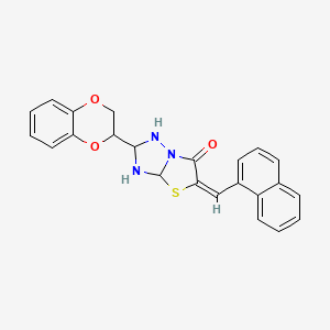 molecular formula C23H19N3O3S B12345823 (5E)-2-(2,3-dihydro-1,4-benzodioxin-2-yl)-5-[(naphthalen-1-yl)methylidene]-5H,6H-[1,2,4]triazolo[3,2-b][1,3]thiazol-6-one 