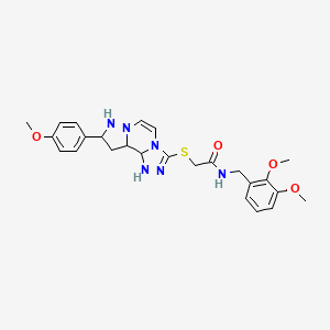 molecular formula C25H30N6O4S B12345839 N-[(2,3-dimethoxyphenyl)methyl]-2-{[11-(4-methoxyphenyl)-3,4,6,9,10-pentaazatricyclo[7.3.0.0^{2,6}]dodeca-1(12),2,4,7,10-pentaen-5-yl]sulfanyl}acetamide 