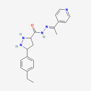 molecular formula C19H23N5O B12345846 5-(4-ethylphenyl)-N-[(E)-1-pyridin-4-ylethylideneamino]pyrazolidine-3-carboxamide 