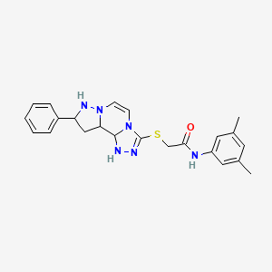 molecular formula C23H26N6OS B12345854 N-(3,5-dimethylphenyl)-2-({11-phenyl-3,4,6,9,10-pentaazatricyclo[7.3.0.0^{2,6}]dodeca-1(12),2,4,7,10-pentaen-5-yl}sulfanyl)acetamide 