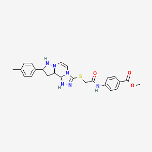 Methyl 4-(2-{[11-(4-methylphenyl)-3,4,6,9,10-pentaazatricyclo[7.3.0.0^{2,6}]dodeca-1(12),2,4,7,10-pentaen-5-yl]sulfanyl}acetamido)benzoate