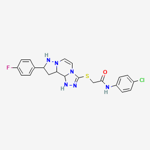 molecular formula C21H20ClFN6OS B12345869 N-(4-chlorophenyl)-2-{[11-(4-fluorophenyl)-3,4,6,9,10-pentaazatricyclo[7.3.0.0^{2,6}]dodeca-1(12),2,4,7,10-pentaen-5-yl]sulfanyl}acetamide 