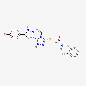 N-[(2-chlorophenyl)methyl]-2-{[11-(4-fluorophenyl)-3,4,6,9,10-pentaazatricyclo[7.3.0.0^{2,6}]dodeca-1(12),2,4,7,10-pentaen-5-yl]sulfanyl}acetamide