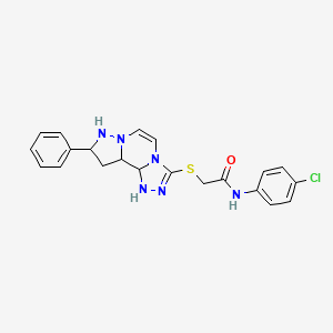 N-(4-chlorophenyl)-2-({11-phenyl-3,4,6,9,10-pentaazatricyclo[7.3.0.0^{2,6}]dodeca-1(12),2,4,7,10-pentaen-5-yl}sulfanyl)acetamide