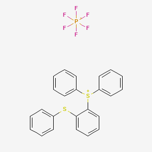 molecular formula C24H19S2.F6P<br>C24H19F6PS2 B12345922 Diphenyl[(phenylthio)phenyl]sulfonium hexafluorophosphate CAS No. 75482-18-7