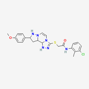 N-(3-chloro-2-methylphenyl)-2-{[11-(4-methoxyphenyl)-3,4,6,9,10-pentaazatricyclo[7.3.0.0^{2,6}]dodeca-1(12),2,4,7,10-pentaen-5-yl]sulfanyl}acetamide