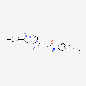 N-(4-butylphenyl)-2-{[11-(4-methylphenyl)-3,4,6,9,10-pentaazatricyclo[7.3.0.0^{2,6}]dodeca-1(12),2,4,7,10-pentaen-5-yl]sulfanyl}acetamide