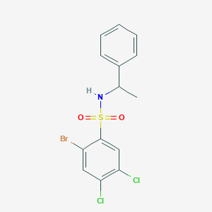 molecular formula C14H12BrCl2NO2S B12345956 2-bromo-4,5-dichloro-N-(1-phenylethyl)benzene-1-sulfonamide 