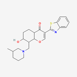 molecular formula C23H28N2O3S B12345968 3-(1,3-Benzothiazol-2-yl)-7-hydroxy-8-[(3-methylpiperidin-1-yl)methyl]-4a,5,6,7,8,8a-hexahydrochromen-4-one 