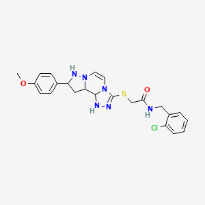 N-[(2-chlorophenyl)methyl]-2-{[11-(4-methoxyphenyl)-3,4,6,9,10-pentaazatricyclo[7.3.0.0^{2,6}]dodeca-1(12),2,4,7,10-pentaen-5-yl]sulfanyl}acetamide