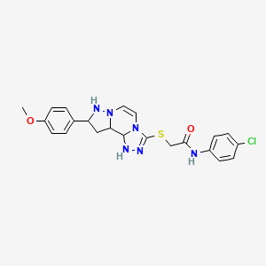 N-(4-chlorophenyl)-2-{[11-(4-methoxyphenyl)-3,4,6,9,10-pentaazatricyclo[7.3.0.0^{2,6}]dodeca-1(12),2,4,7,10-pentaen-5-yl]sulfanyl}acetamide