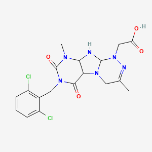 2-[7-[(2,6-dichlorophenyl)methyl]-3,9-dimethyl-6,8-dioxo-5a,9a,10,10a-tetrahydro-4H-purino[8,7-c][1,2,4]triazin-1-yl]acetic acid