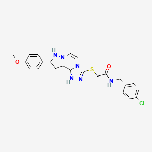 N-[(4-chlorophenyl)methyl]-2-{[11-(4-methoxyphenyl)-3,4,6,9,10-pentaazatricyclo[7.3.0.0^{2,6}]dodeca-1(12),2,4,7,10-pentaen-5-yl]sulfanyl}acetamide