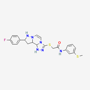 2-{[11-(4-fluorophenyl)-3,4,6,9,10-pentaazatricyclo[7.3.0.0^{2,6}]dodeca-1(12),2,4,7,10-pentaen-5-yl]sulfanyl}-N-[3-(methylsulfanyl)phenyl]acetamide