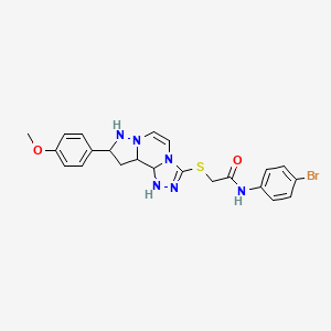 molecular formula C22H23BrN6O2S B12346060 N-(4-bromophenyl)-2-{[11-(4-methoxyphenyl)-3,4,6,9,10-pentaazatricyclo[7.3.0.0^{2,6}]dodeca-1(12),2,4,7,10-pentaen-5-yl]sulfanyl}acetamide 