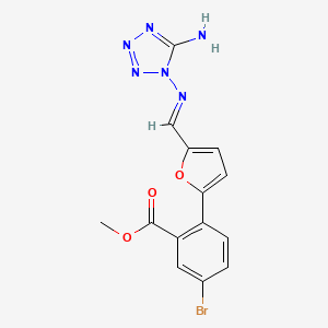 molecular formula C14H11BrN6O3 B1234607 methyl 2-[5-[(E)-(5-aminotetrazol-1-yl)iminomethyl]furan-2-yl]-5-bromobenzoate 