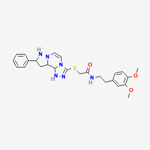 N-[2-(3,4-dimethoxyphenyl)ethyl]-2-({11-phenyl-3,4,6,9,10-pentaazatricyclo[7.3.0.0^{2,6}]dodeca-1(12),2,4,7,10-pentaen-5-yl}sulfanyl)acetamide