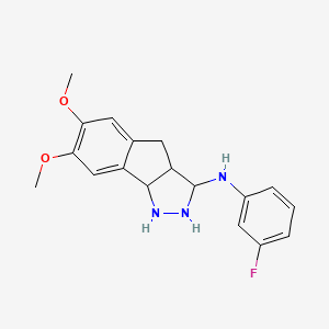 molecular formula C18H20FN3O2 B12346082 N-(3-fluorophenyl)-6,7-dimethoxy-1,2,3,3a,4,8b-hexahydroindeno[1,2-c]pyrazol-3-amine 