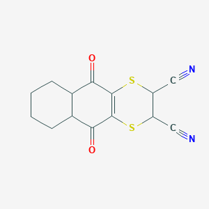 molecular formula C14H12N2O2S2 B12346088 5,10-Dioxo-2,3,5a,6,7,8,9,9a-octahydrobenzo[g][1,4]benzodithiine-2,3-dicarbonitrile 