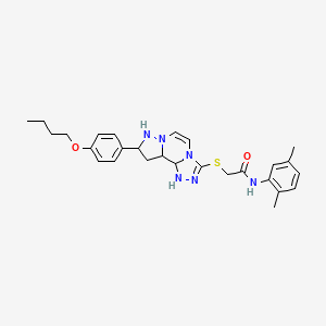 2-{[11-(4-butoxyphenyl)-3,4,6,9,10-pentaazatricyclo[7.3.0.0^{2,6}]dodeca-1(12),2,4,7,10-pentaen-5-yl]sulfanyl}-N-(2,5-dimethylphenyl)acetamide