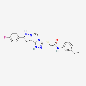 molecular formula C23H25FN6OS B12346123 N-(3-ethylphenyl)-2-{[11-(4-fluorophenyl)-3,4,6,9,10-pentaazatricyclo[7.3.0.0^{2,6}]dodeca-1(12),2,4,7,10-pentaen-5-yl]sulfanyl}acetamide 