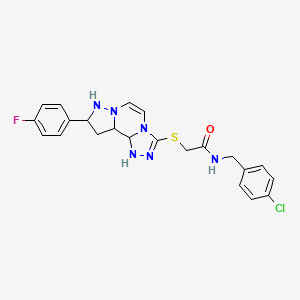 N-[(4-chlorophenyl)methyl]-2-{[11-(4-fluorophenyl)-3,4,6,9,10-pentaazatricyclo[7.3.0.0^{2,6}]dodeca-1(12),2,4,7,10-pentaen-5-yl]sulfanyl}acetamide