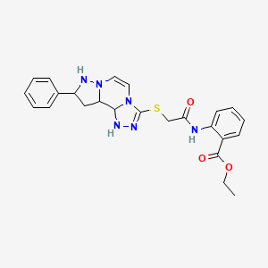 molecular formula C24H26N6O3S B12346154 Ethyl 2-[2-({11-phenyl-3,4,6,9,10-pentaazatricyclo[7.3.0.0^{2,6}]dodeca-1(12),2,4,7,10-pentaen-5-yl}sulfanyl)acetamido]benzoate 