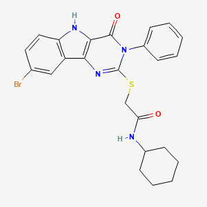 molecular formula C24H23BrN4O2S B12346164 2-({8-bromo-4-oxo-3-phenyl-3H,4H,5H-pyrimido[5,4-b]indol-2-yl}sulfanyl)-N-cyclohexylacetamide 