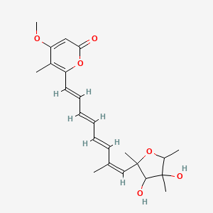molecular formula C23H30O6 B1234618 2H-Pyran-2-one,4-dihydroxy-2,4,5-trimethyl-2-furanyl)-1,3,5,7-octatetraenyl]- 
