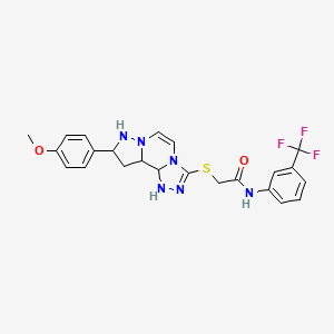 2-{[11-(4-methoxyphenyl)-3,4,6,9,10-pentaazatricyclo[7.3.0.0^{2,6}]dodeca-1(12),2,4,7,10-pentaen-5-yl]sulfanyl}-N-[3-(trifluoromethyl)phenyl]acetamide