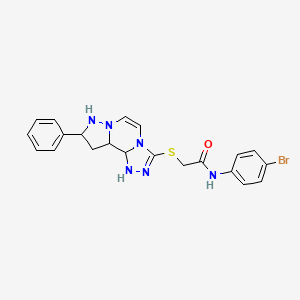 molecular formula C21H21BrN6OS B12346190 N-(4-bromophenyl)-2-({11-phenyl-3,4,6,9,10-pentaazatricyclo[7.3.0.0^{2,6}]dodeca-1(12),2,4,7,10-pentaen-5-yl}sulfanyl)acetamide 