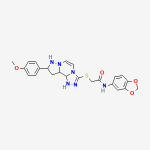 N-(2H-1,3-benzodioxol-5-yl)-2-{[11-(4-methoxyphenyl)-3,4,6,9,10-pentaazatricyclo[7.3.0.0^{2,6}]dodeca-1(12),2,4,7,10-pentaen-5-yl]sulfanyl}acetamide