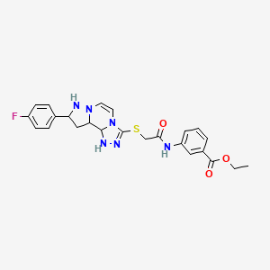 Ethyl 3-(2-{[11-(4-fluorophenyl)-3,4,6,9,10-pentaazatricyclo[7.3.0.0^{2,6}]dodeca-1(12),2,4,7,10-pentaen-5-yl]sulfanyl}acetamido)benzoate