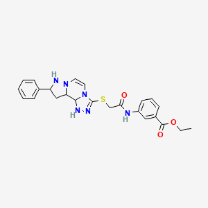 Ethyl 3-[2-({11-phenyl-3,4,6,9,10-pentaazatricyclo[7.3.0.0^{2,6}]dodeca-1(12),2,4,7,10-pentaen-5-yl}sulfanyl)acetamido]benzoate