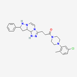 molecular formula C27H32ClN7O B12346337 1-[4-(5-Chloro-2-methylphenyl)piperazin-1-yl]-3-{11-phenyl-3,4,6,9,10-pentaazatricyclo[7.3.0.0^{2,6}]dodeca-1(12),2,4,7,10-pentaen-5-yl}propan-1-one 