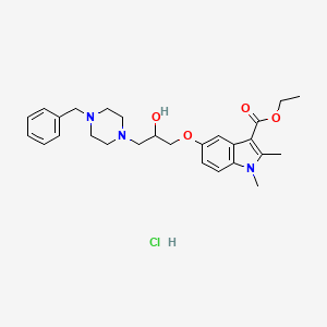 molecular formula C27H36ClN3O4 B12346340 ethyl 5-[3-(4-benzylpiperazin-1-yl)-2-hydroxypropoxy]-1,2-dimethyl-1H-indole-3-carboxylate hydrochloride 